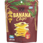 Banana Joe Hickory BBQ Banana Chips 46.8g bag with yellow packaging and red smoky BBQ graphics.