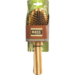 Large oval Bass Brushes bamboo hair brush with natural bristles and a sustainable wooden handle on a white background.