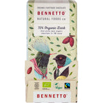 Bennetto 70% Organic Dark Chocolate 80g bar featuring colorful bird illustrations on a white background.