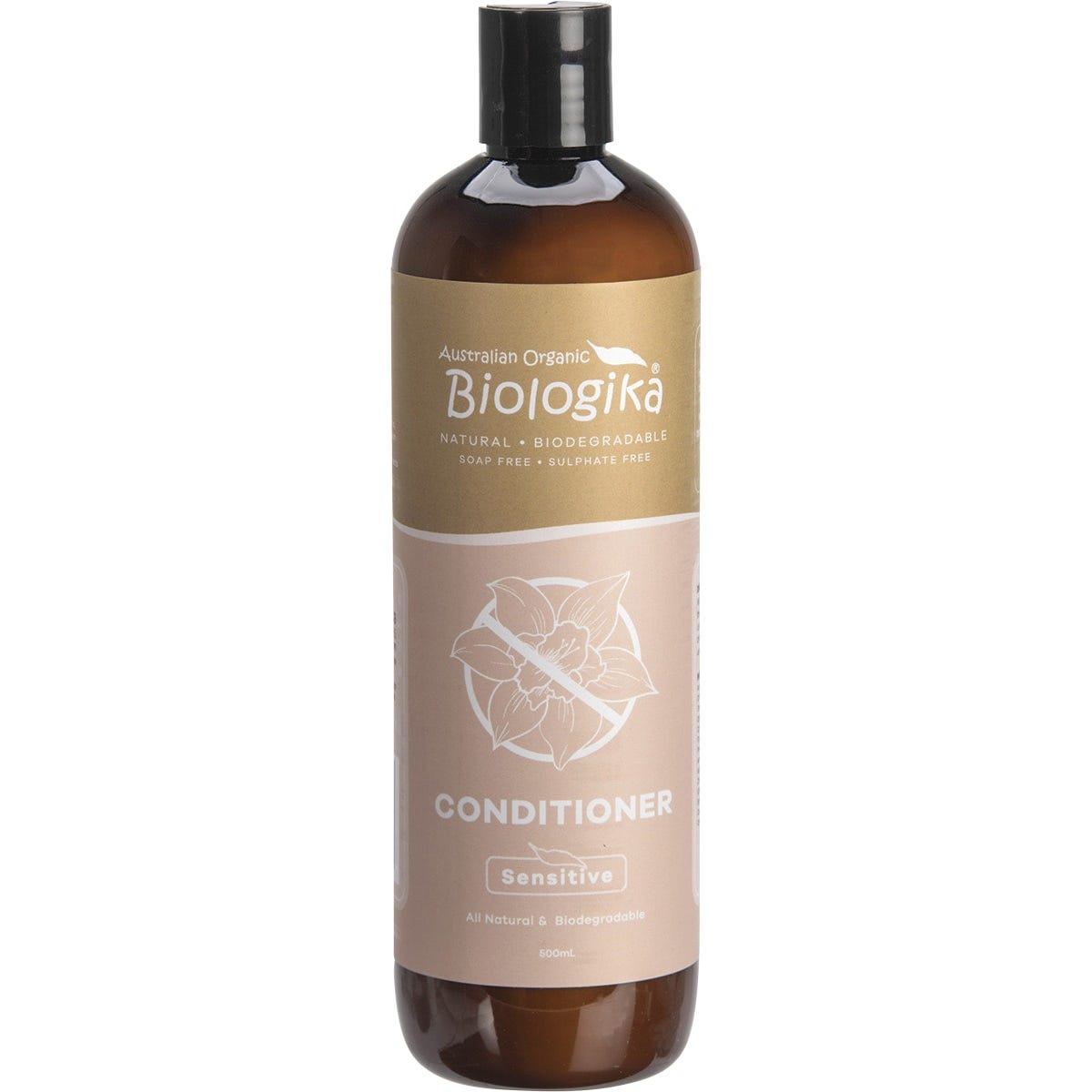 500ml bottle of Biologika Sensitive Conditioner, a fragrance-free, vegan formula with a pump dispenser.