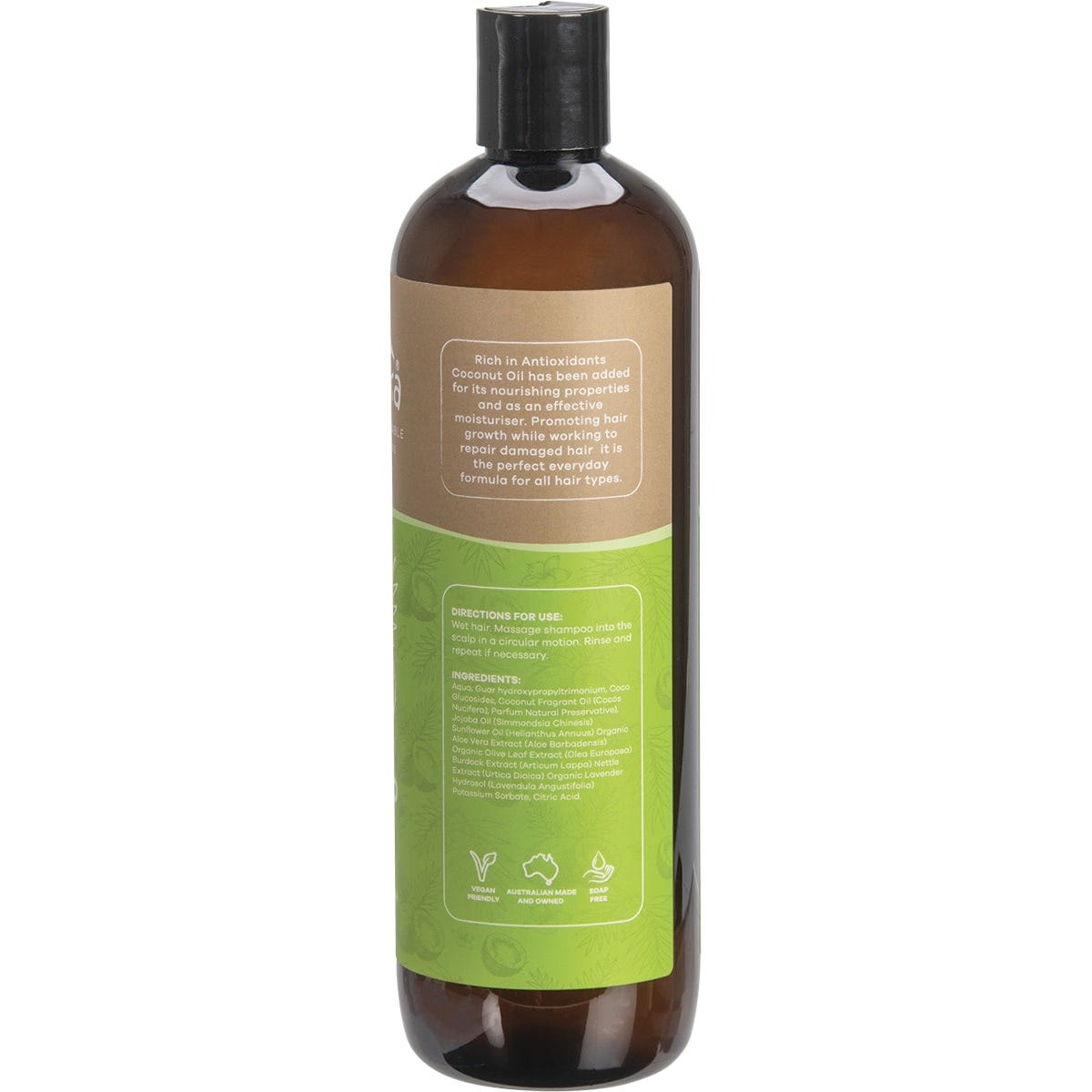 500ml bottle of Biologika Everyday Coconut Shampoo showing organic ingredients on the label against a white background.