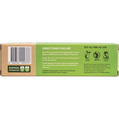 Biotuff Compostable Freezer Bags Large 6L 20 Pack Payless 4 Organics