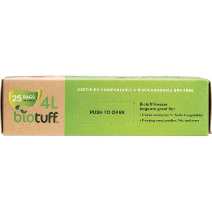 Biotuff Compostable Freezer Bags Medium 4L 25 Pack Payless 4 Organics