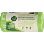 Biotuff 20L medium general use bin liners box and a roll of 25 green compostable bags on a white background.