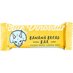 Wrapped 45g Blue Dinosaur Banana Bread snack bar featuring organic banana, cinnamon, and coconut on a white background.