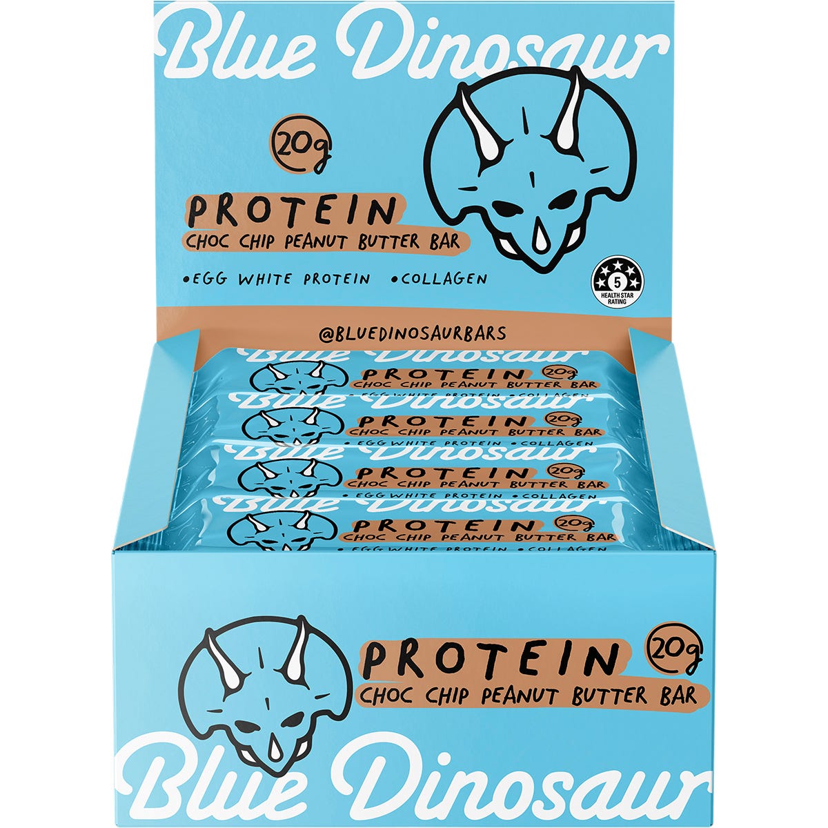 Blue Dinosaur Choc Chip Peanut Butter Protein Bar 60g (Pack of 12) Payless 4 Organics