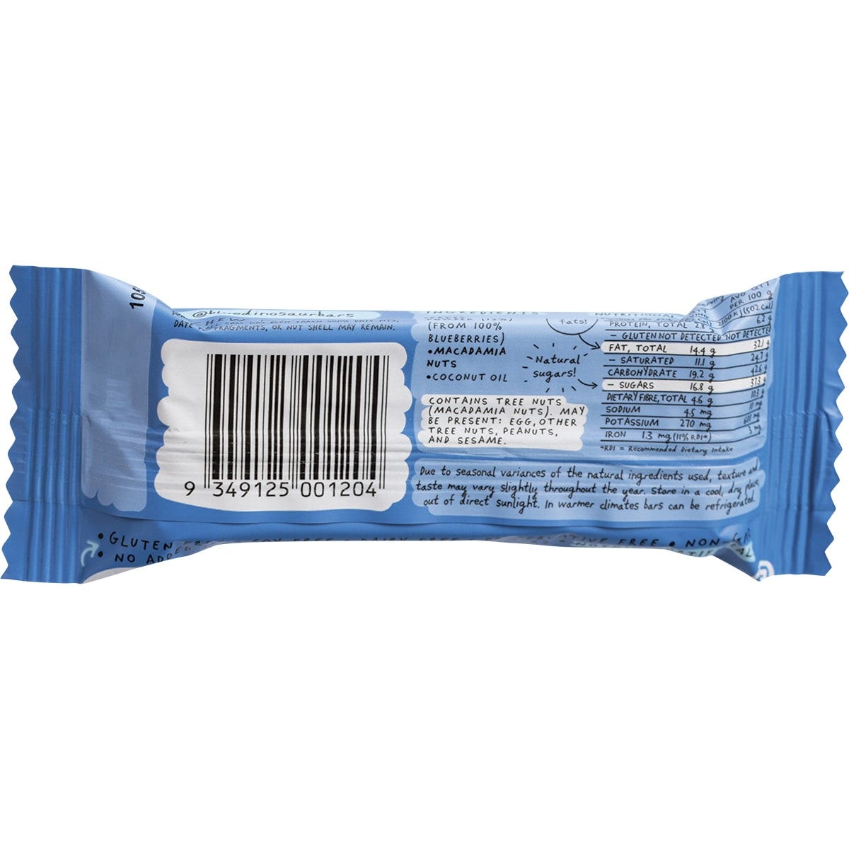 Blue Dinosaur Hand-Baked Bar Blueberry 45g (Pack of 12) Payless 4 Organics