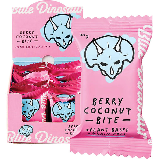 Blue Dinosaur Hand-Baked Bite Berry & Coconut 30g (Pack of 18) Payless 4 Organics