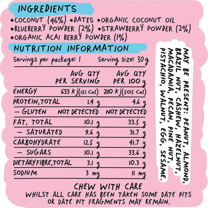 Blue Dinosaur Hand-Baked Bite Berry & Coconut 30g (Pack of 18) Payless 4 Organics