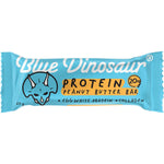 Blue Dinosaur 60g Peanut Butter Protein Bar in a blue and yellow wrapper featuring whole peanut illustrations.