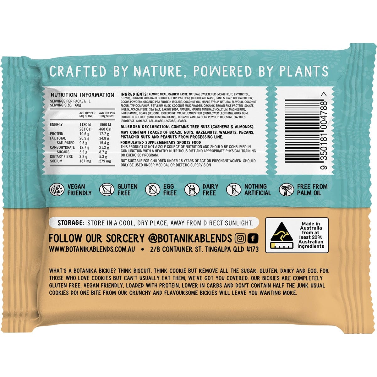 Botanika Blends Botanika Bickie Protein Cookie Choc Chip 60g (Pack of 12) Payless 4 Organics