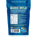 Purple tub of Botanika Blends Magik Mylk 300g relaxing hot chocolate with a wizard illustration on a white background.