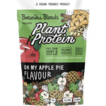 1kg bag of Botanika Blends Oh My Apple Pie Plant Protein with illustrations of apples and cinnamon on a white background.