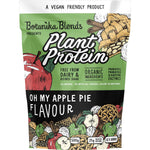 Botanika Blends Apple Pie Plant Protein 500g bag with a scoop and apple slice illustration on a white background.