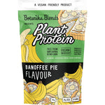 1kg tub of Botanika Blends Banoffee Pie plant protein featuring a yellow label with a wizard logo on a white background.