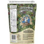 Cacao Hazelnut Botanika Blends Plant Protein 1kg tub with a dark label and botanical designs on a white background.