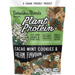 500g tub of Botanika Blends Cacao Mint Cookies & Cream plant protein with organic pea and brown rice protein.