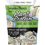 Botanika Blends 500g Vanilla Cake Batter plant protein bag with a wizard illustration on a white background.