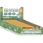 Close-up of a Botanika Blends Choc Chip Peanut Butter vegan protein bar showing its soft, chewy texture.