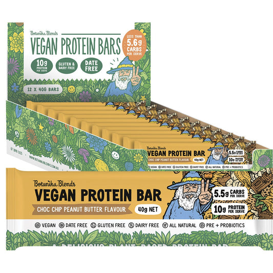 Botanika Blends Vegan Protein Bars Choc Chip Peanut Butter 40g (Pack of 12) Payless 4 Organics