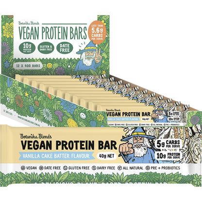Botanika Blends Vegan Protein Bars Vanilla Cake Batter 40g (Pack of 12) Payless 4 Organics