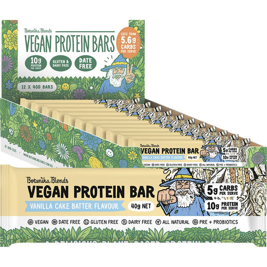 Botanika Blends Vegan Protein Bars Vanilla Cake Batter 40g (Pack of 12) Payless 4 Organics