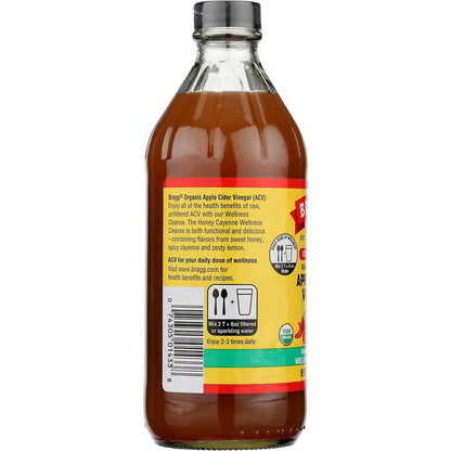 Bragg Apple Cider Vinegar Honey Cayenne Wellness Cleanse 473ml Payless 4 Organics