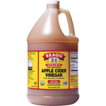 3.8L jug of Bragg Organic Apple Cider Vinegar with "The Mother," featuring its signature yellow label and red cap.