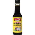 296ml bottle of Bragg Coconut Liquid Aminos All Purpose Seasoning made from organic coconut tree sap.