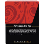 Back of Buddha Teas Ashwagandha Tea box with nutrition facts, ingredients, and brewing instructions.