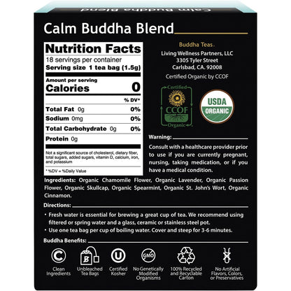 Buddha Teas Organic Herbal Tea Bags Calm Buddha Blend 18 Pack Payless 4 Organics