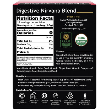 Buddha Teas Organic Herbal Tea Bags Digestive Nirvana Blend 18 Pack Payless 4 Organics