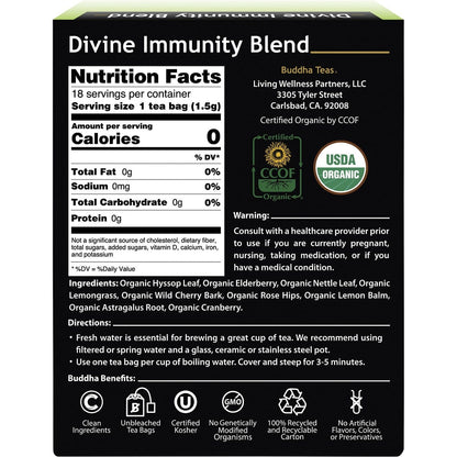 Buddha Teas Organic Herbal Tea Bags Divine Immunity Blend 18 Pack Payless 4 Organics