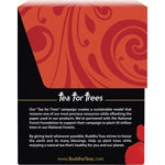 Side view of Buddha Teas Organic Hibiscus Tea 18-pack box showing brewing instructions and product benefits.