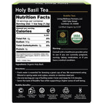 Buddha Teas Organic Holy Basil Tea box of 18 bleach-free tea bags with a green and white floral design.