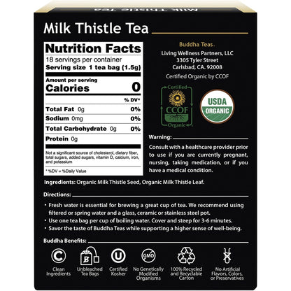 Buddha Teas Organic Herbal Tea Bags Milk Thistle Tea 18 Pack Payless 4 Organics