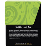 Back of Buddha Teas Organic Nettle Leaf Tea box showing brewing instructions, ingredients, and the Buddha Teas promise.