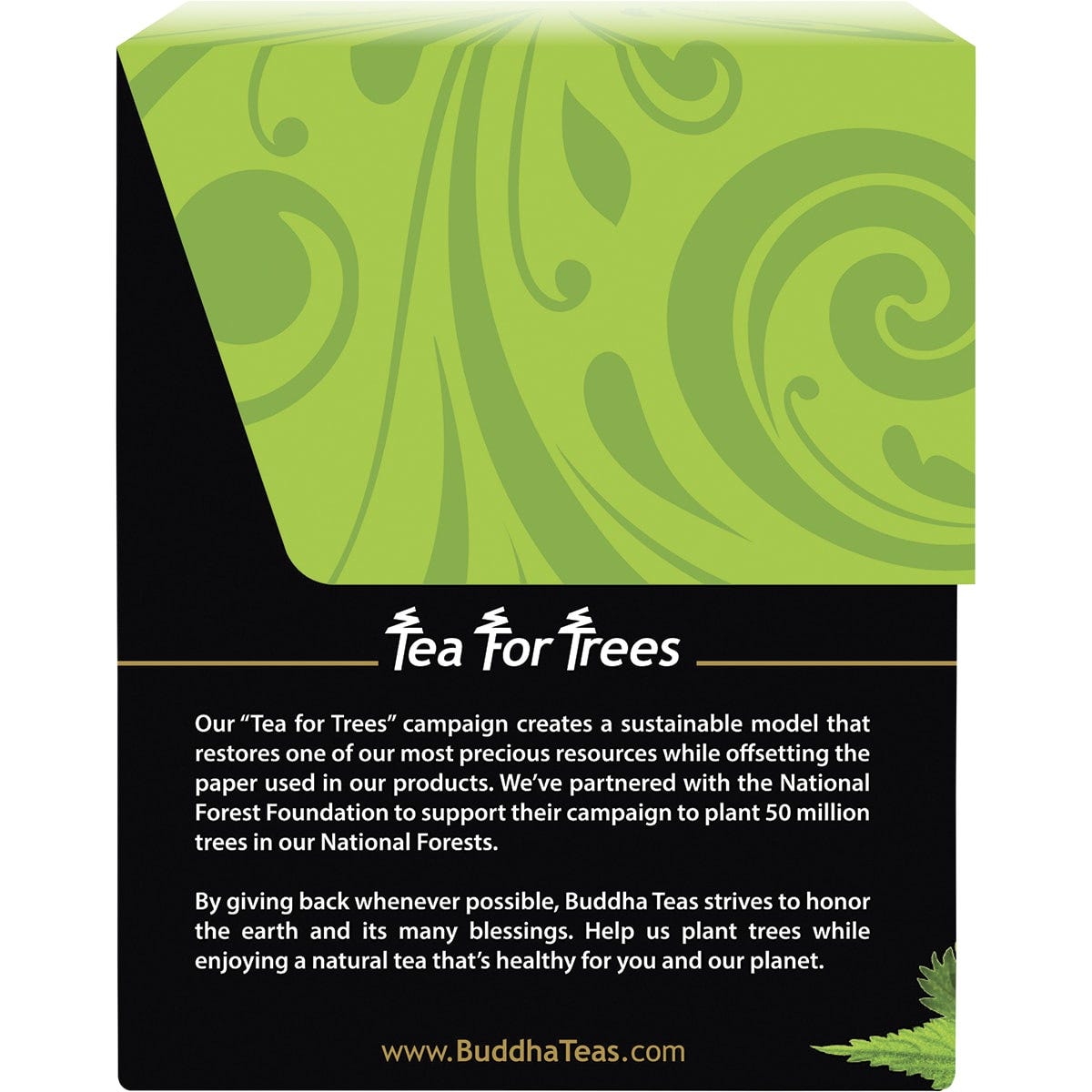 18-pack of Buddha Teas Organic Nettle Leaf Tea in a white and green box, featuring a botanical leaf illustration.
