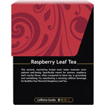 Side view of Buddha Teas Raspberry Leaf Tea box showing organic certifications and natural product benefits.