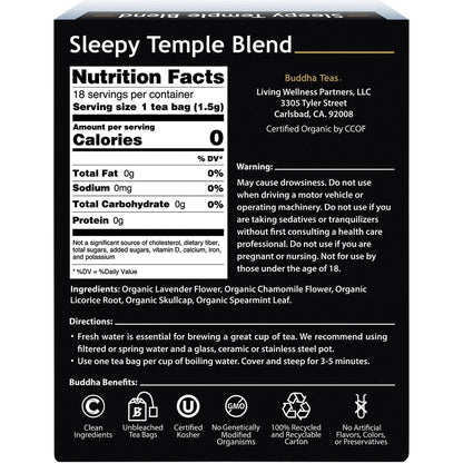 Buddha Teas Organic Herbal Tea Bags Sleepy Temple Blend 18 Pack Payless 4 Organics