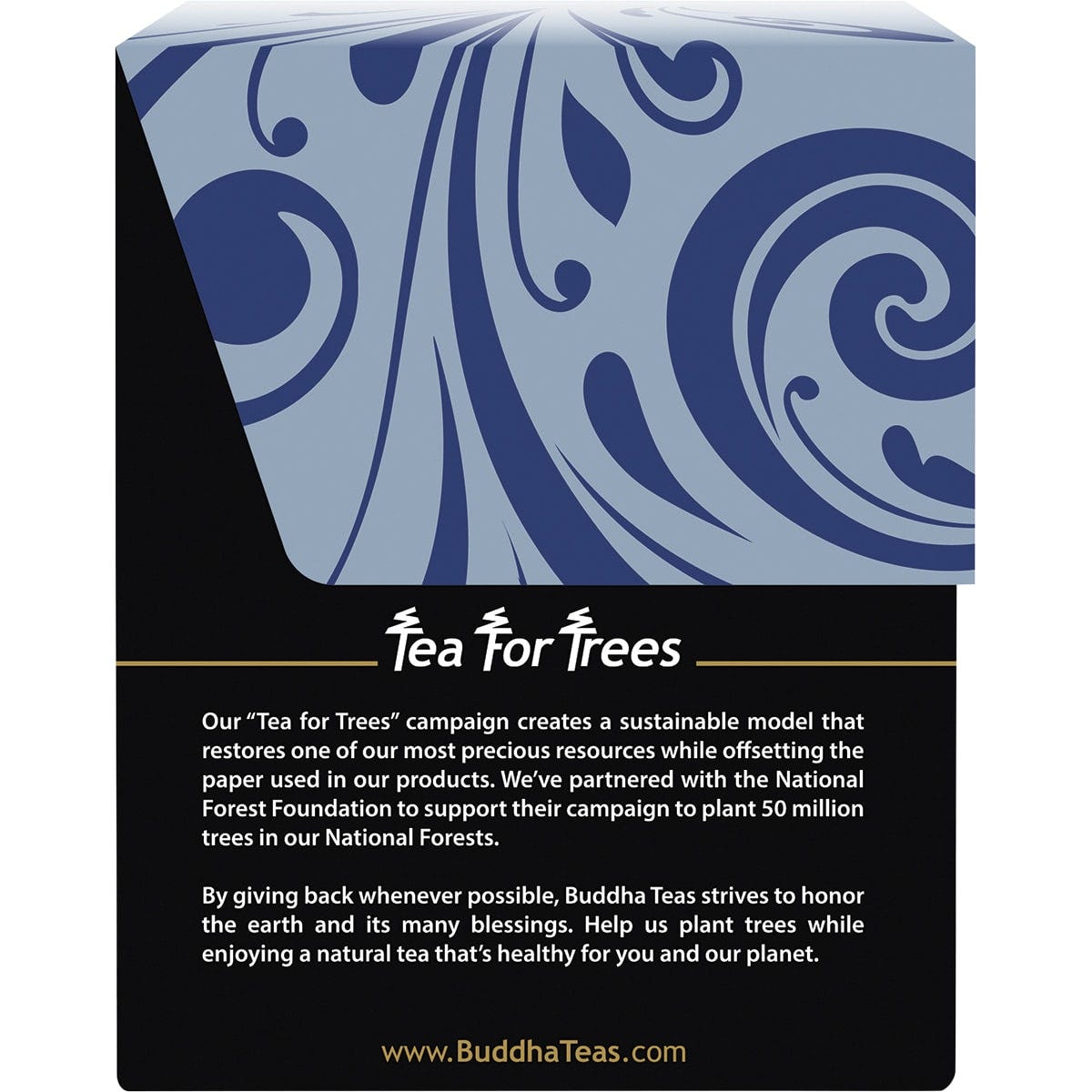 18-pack box of Buddha Teas Organic Sleepy Temple Blend showing side panel with organic certification and brewing steps.