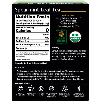Buddha Teas Organic Herbal Tea Bags Spearmint Leaf Tea 18 Pack Payless 4 Organics