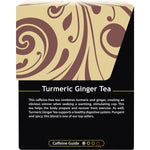 Back of Buddha Teas Organic Turmeric Ginger Tea box with nutrition facts, ingredients, and brewing instructions.