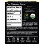 Side view of a Buddha Teas Zen Cleanse Blend box featuring purple and green accents on a white background.