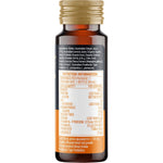 50ml amber glass bottle of Buderim Ginger BioActive+ Immunity Shot with a white label on a white background.