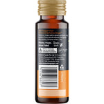 Amber glass bottle of Buderim Ginger BioActive+ Immunity Shot 50ml against a white background.