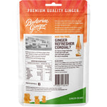 175g bag of Buderim Ginger Ginger Bears showing chewy, bear-shaped ginger jubes on a white background.