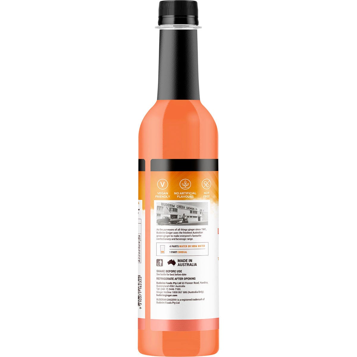 Buderim Ginger Ginger Lemon, Lime & Bitter Refresher Cordial No Sugar 750ml Payless 4 Organics