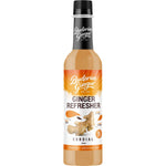 Buderim Ginger Ginger Refresher Cordial 750ml glass bottle with a yellow and green label on a white background.