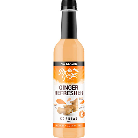 Buderim Ginger Ginger Refresher No Sugar Cordial 750ml Payless 4 Organics